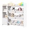 3-in-1 Kids Toy Storage Organizer with Bookshelf & Cabinet – Gray Multi-Bin Rack with 8 Plastic Bins